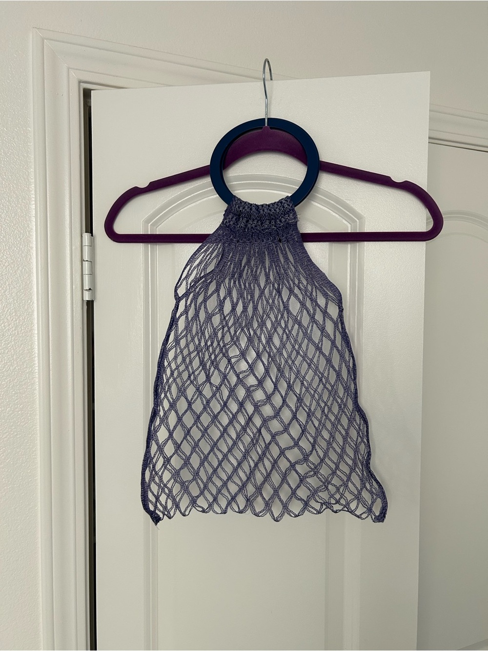 70s Purple Mesh Shopper Tote with Ring Handle